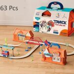 HALAYAYA Kids Train Track Educational Toys Set, Train Tracks & Accessories for Kids, Toddler Boys and Girls (63Pcs)