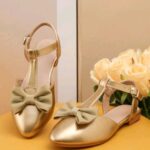 Girls Golden Fashion Flat Shoes.